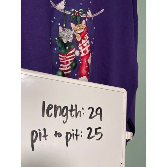 Vintage Women's Cat in Stocking Purple Sweater Size XL‎ - Picture 6 of 6